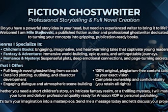 be your creative storyteller and fiction book ghostwriter