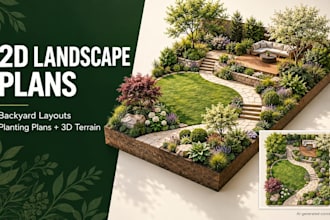 do 2d landscape plan backyard layout planting plan blueprint 3d terrain modeling