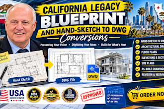 convert PDF sketches and paper blueprints to architectural cad ca
