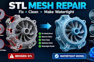 repair stl files, fix mesh errors and create watertight 3d models for printing