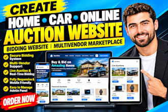 create home car online auction website bidding website multivendor marketplace