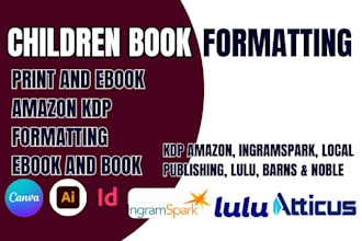 format children book for ingramspark bookbaby lulu atticus kdp amazon