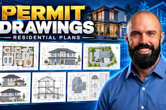 draft residential architectural permit drawings in autocad