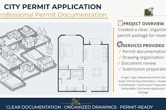 draw architectural plans, city permit drawings, and floor plans