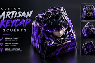 sculpt premium custom artisan keycaps, unique anime and fantasy models in zbrush