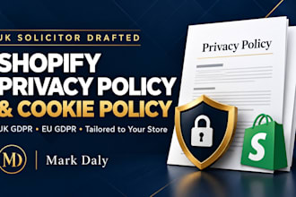 draft shopify privacy policy, cookie policy and gdpr legal pages