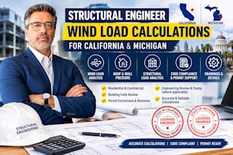 structural engineer wind load calculation and engineer stamp california michigan
