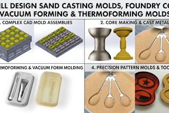 design sand casting molds, foundry core, vacuum forming and thermoforming molds
