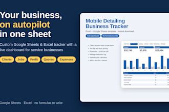 build a google sheets or excel business tracker with dashboard
