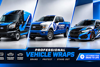 design a vehicle wrap logo, van wrap, and commercial vehicle wrap flyer design