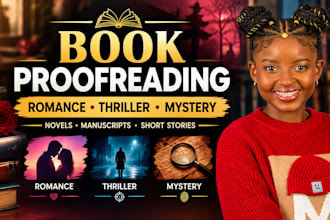 proofread your romance, thriller and mystery book or novel