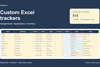 create a custom excel tracker with formulas and dropdowns
