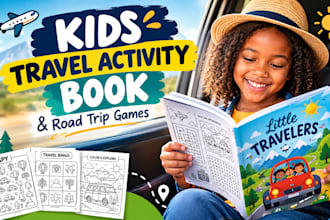 design engaging kids travel activity book and road trip games
