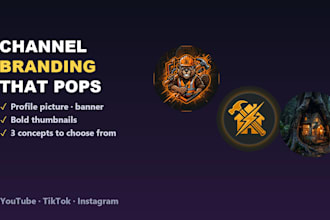 design an eye catching youtube or tiktok profile picture, banner and thumbnails