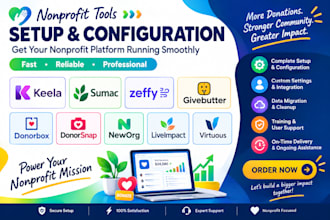 setup keela sumac zeffy givebutter donorbox donorsnap neworg liveimpact virtuous