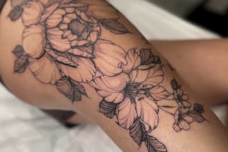 create a fineline floral tattoo design