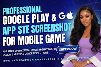 design professional google play and app store screenshot for mobile game