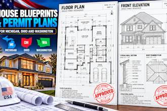 prepare house blueprints and permit plans for michigan, ohio and washington