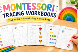 create montessori tracing workbooks and fine motor worksheets for kids