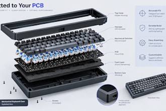 design precise mechanical keyboard cases, pcb enclosures and housing, solidworks