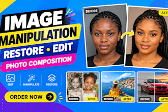 do image manipulation, restore image or edit image with photo composition