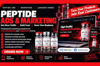 setup facebook ads peptide ads supplement ads peptide marketing peptide website