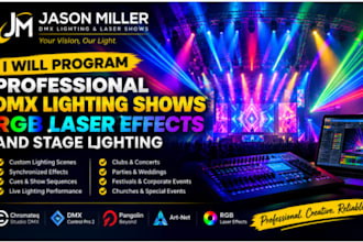program professional dmx lighting shows, rgb laser effects, and stage lighting