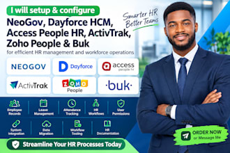 setup neogov, dayforce hcm, access people HR, activ trak web HR zoho people, buk