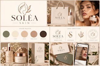 design professional beauty cosmetics logo with branding kit and brand identity