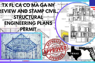 tx fl ca co ma ga ny review and stamp civil, structural engineering plans permit