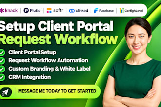 setup client portal request workflow in knack plutio softr clincked fusebase ghl