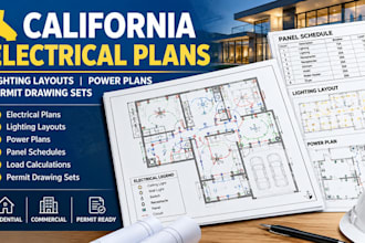 create california electrical plans, lighting layouts, power plans, permit plan