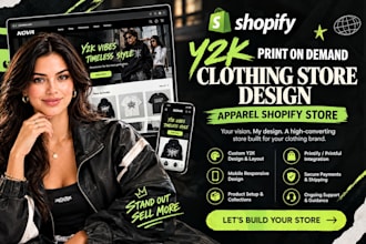 design apparel shopify store y2k shopify print on demand clothing store