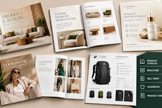 design product catalogs, brochures, sell sheets, lookbooks and product sheets