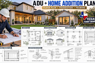 adu plans home addition floor plans foundation framing texas permit drawings