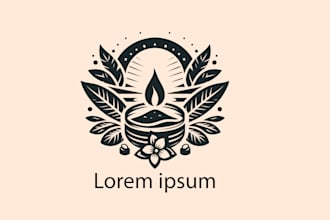 design a candle and home fragrance brand logo with a warm glow icon