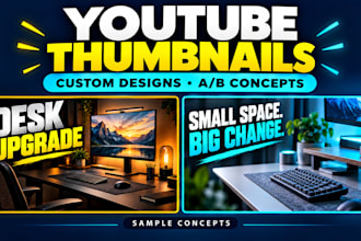 design professional youtube thumbnails and ab test concepts