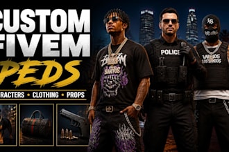 do custom gta 5 fivem ped character, addon ped, clothing, animal ped and
