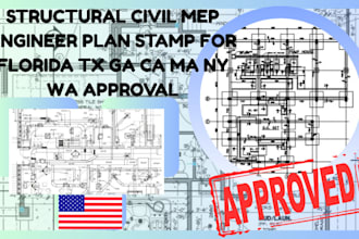 structural civil mep engineer plan stamp for florida tx ga ca ma ny wa approval