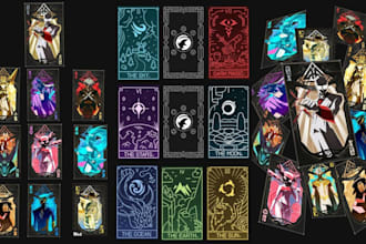 design custom card game art, playing cards and board games, illustrated game art