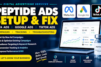 fix,solve peptide marketing ads, setup peptide meta ads,google and tiktok ads