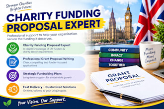 write charity funding proposal, grant proposal and fundraising strategy