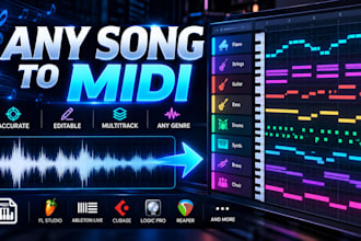 transcribe your song to midi with separate instrument tracks