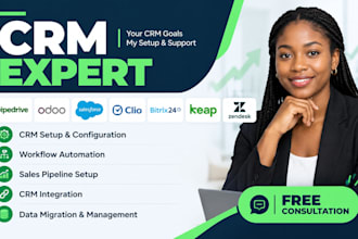 setup pipedrive crm, odoo, salesforce, clio , britix24 crm, keap, zendesk crm