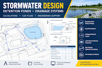 design stormwater detention ponds and drainage plans with calculations