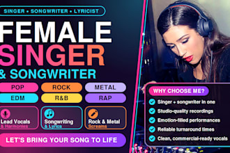 be your female singer, female rock singer, pop singer, songwriter, and vocalist