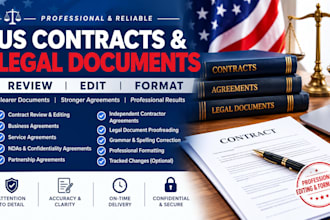 professionally review edit and format US contracts and legal documents