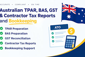 prepare australian tpar, bas, gst and contractor tax reports and bookkeeping