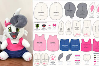 do custom plush sewing pattern stuffed animal tech pack for plush toy design