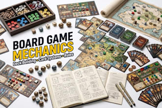 design board game mechanics, tabletop game, deck building and card game systems